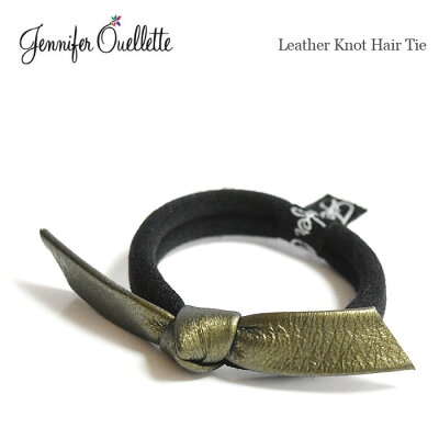 【再入荷】【10%OFFクーポン対象】≪Jennifer Ouellette≫ ジェニファー オーレット 全5色 レザー リボン ヘアゴム ブラック 黒 レッド 赤 オリーブ ゴールド シルバー Trimmed Ponytail Holders【レディース】【ギフト ラッピング】